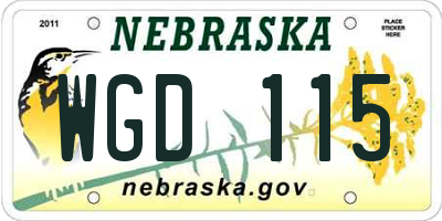 NE license plate WGD115