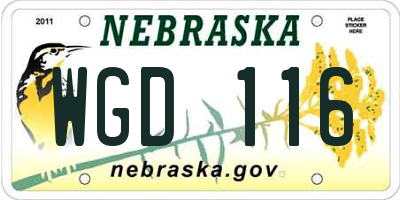 NE license plate WGD116