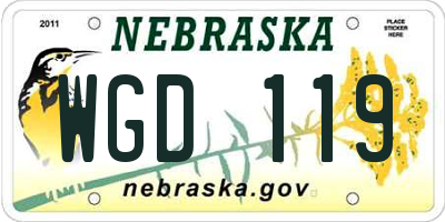 NE license plate WGD119