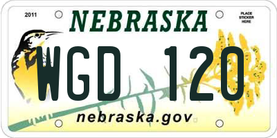 NE license plate WGD120