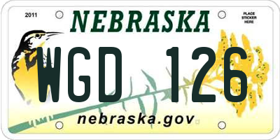 NE license plate WGD126