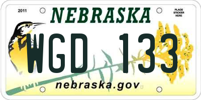 NE license plate WGD133
