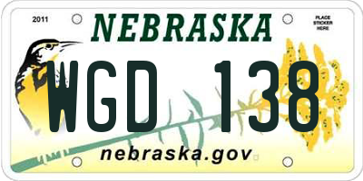 NE license plate WGD138