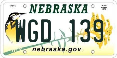 NE license plate WGD139
