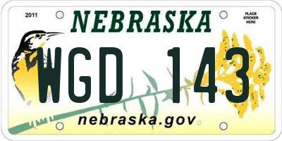 NE license plate WGD143