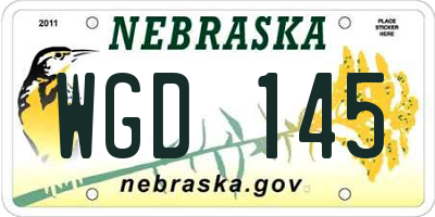 NE license plate WGD145