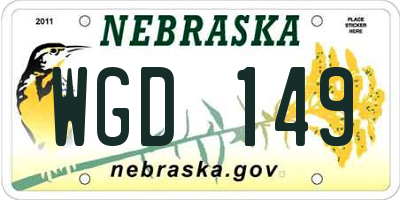 NE license plate WGD149