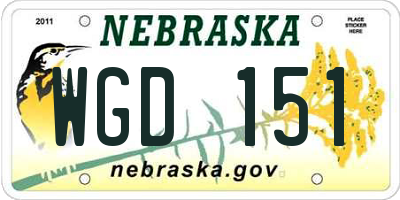NE license plate WGD151
