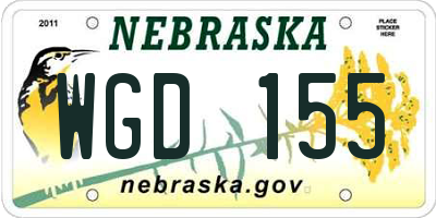 NE license plate WGD155