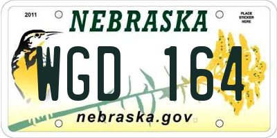 NE license plate WGD164