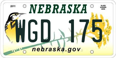 NE license plate WGD175