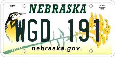 NE license plate WGD191