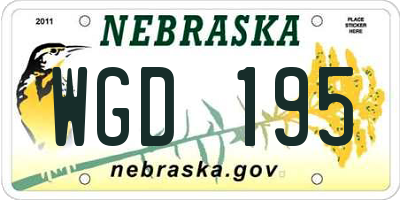NE license plate WGD195