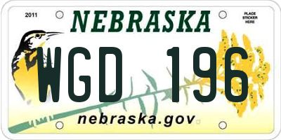 NE license plate WGD196