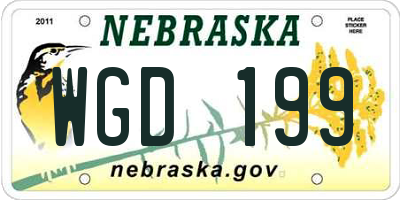 NE license plate WGD199