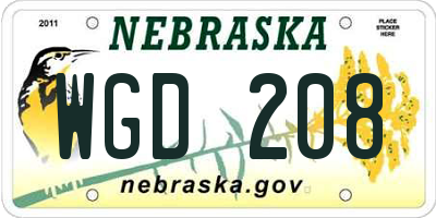 NE license plate WGD208