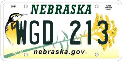 NE license plate WGD213