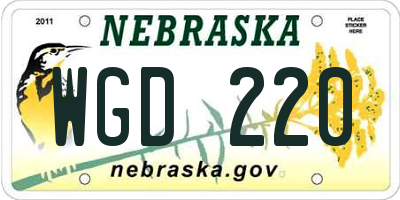 NE license plate WGD220