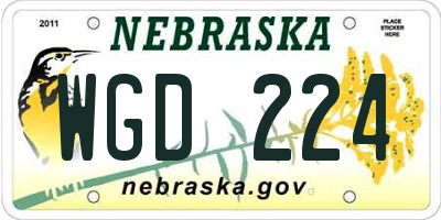 NE license plate WGD224