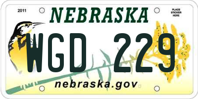 NE license plate WGD229