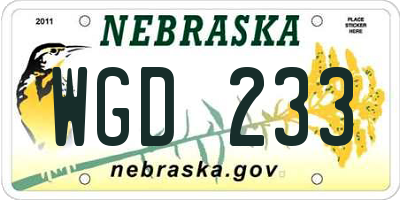NE license plate WGD233
