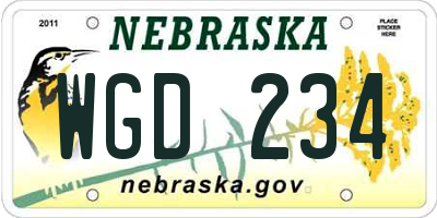 NE license plate WGD234