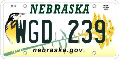 NE license plate WGD239