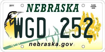 NE license plate WGD252