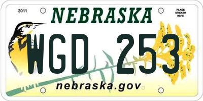 NE license plate WGD253