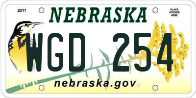 NE license plate WGD254