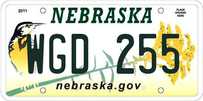 NE license plate WGD255