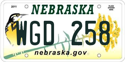 NE license plate WGD258