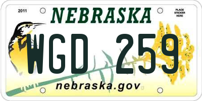 NE license plate WGD259