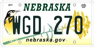 NE license plate WGD270