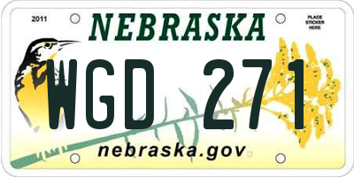 NE license plate WGD271