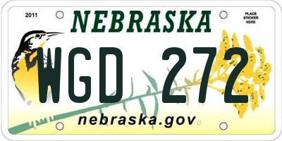 NE license plate WGD272