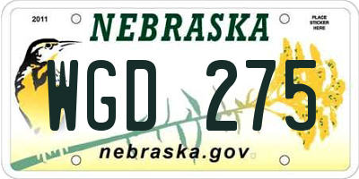 NE license plate WGD275