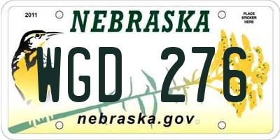 NE license plate WGD276