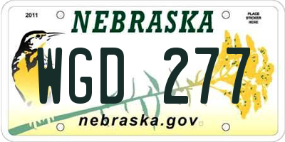 NE license plate WGD277