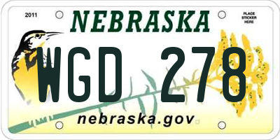 NE license plate WGD278