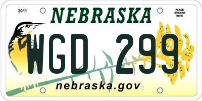 NE license plate WGD299