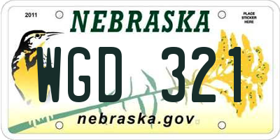 NE license plate WGD321