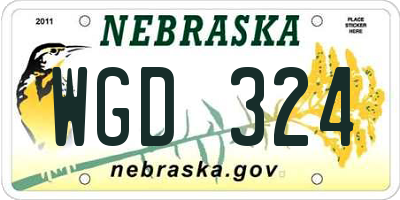 NE license plate WGD324