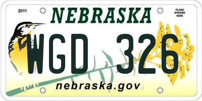 NE license plate WGD326