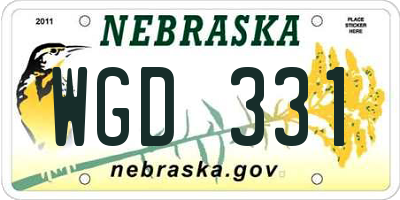 NE license plate WGD331