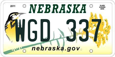 NE license plate WGD337