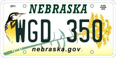 NE license plate WGD350