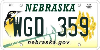 NE license plate WGD359