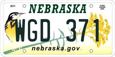 NE license plate WGD371