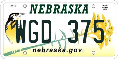 NE license plate WGD375